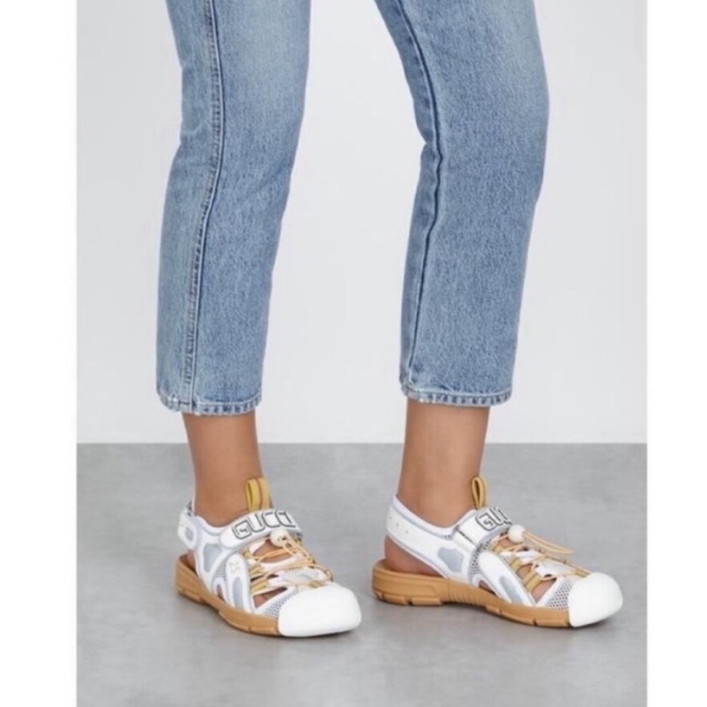 Gucci tinsel mesh reflective sandals